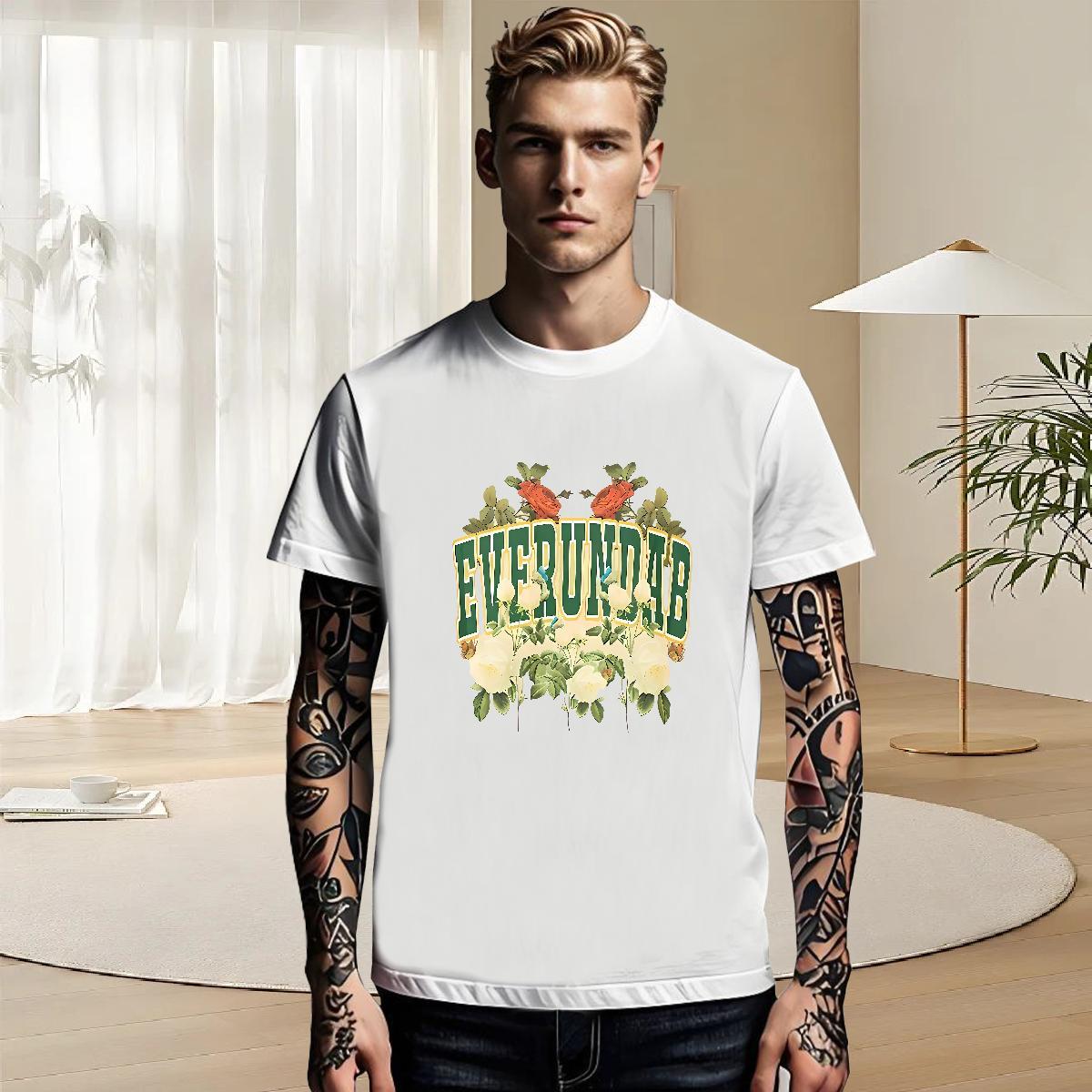 Wholesale Men Tops Tees Street 230g Cotton Custom Printed Breathable Crew Neck letter Men T Shirts 2024 Summer Tshirts