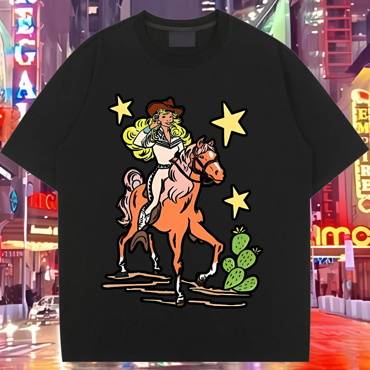 Casual New T Shirt For Woman Breathable Crew Neck 230g Pure Cotton Tshirt for Man Woman Anime Oversized horse Beach Designer Nice Tops