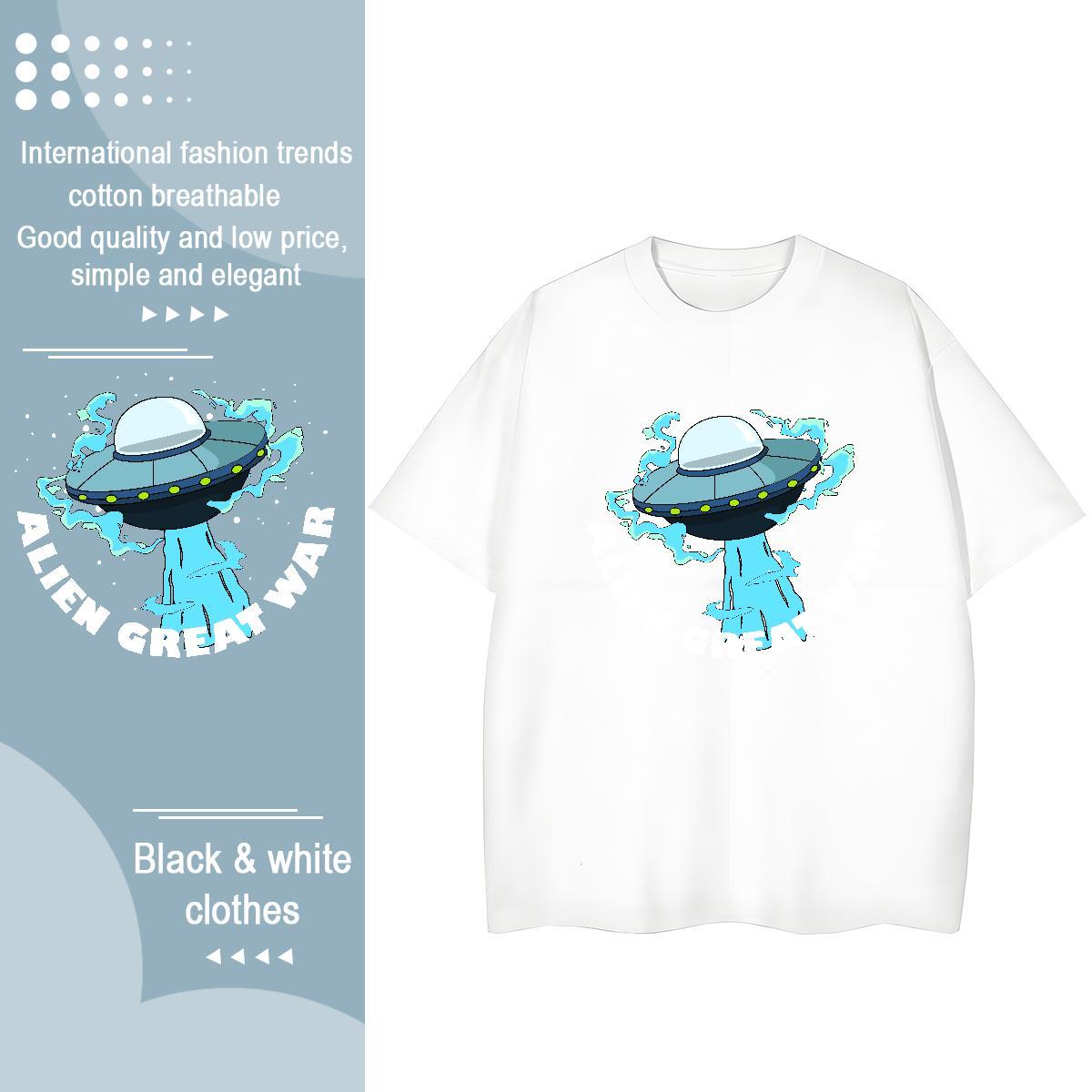 Nice Unisex Tshirts 230g Cotton universe High Street Hip Hop T Shirts Women Breathable Short Sleeve Oversized L-4XL Clothes Shirt