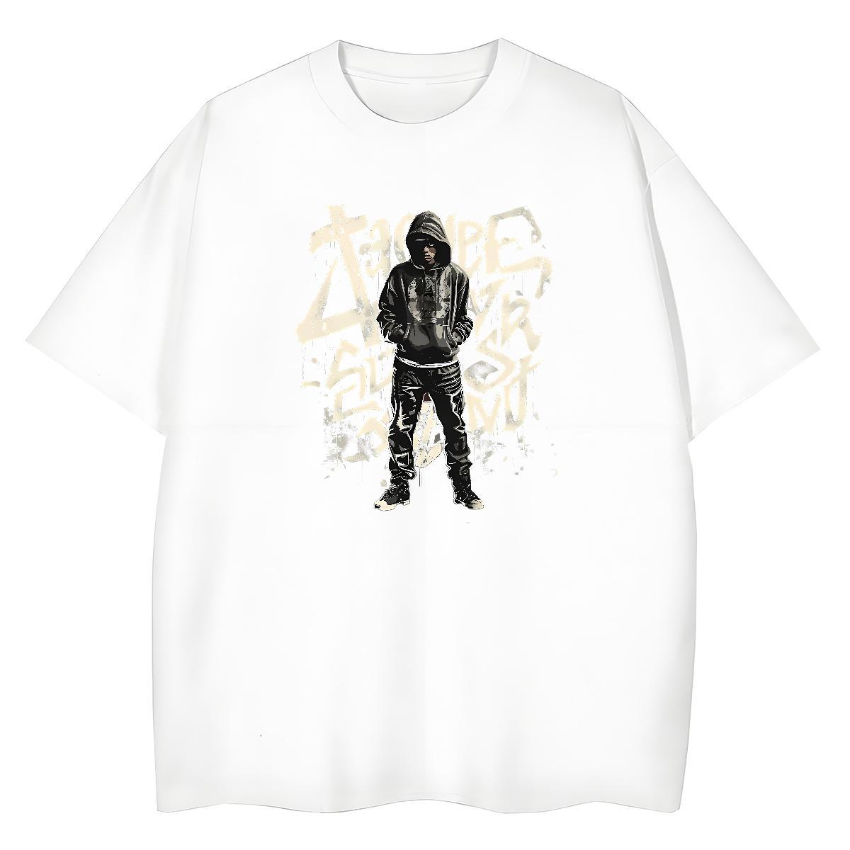 Fashion T Shirts Women 230g Cotton Short Sleeve O-Neck Hip Hop character Women Tshirts Unisex Floral Print Clothings