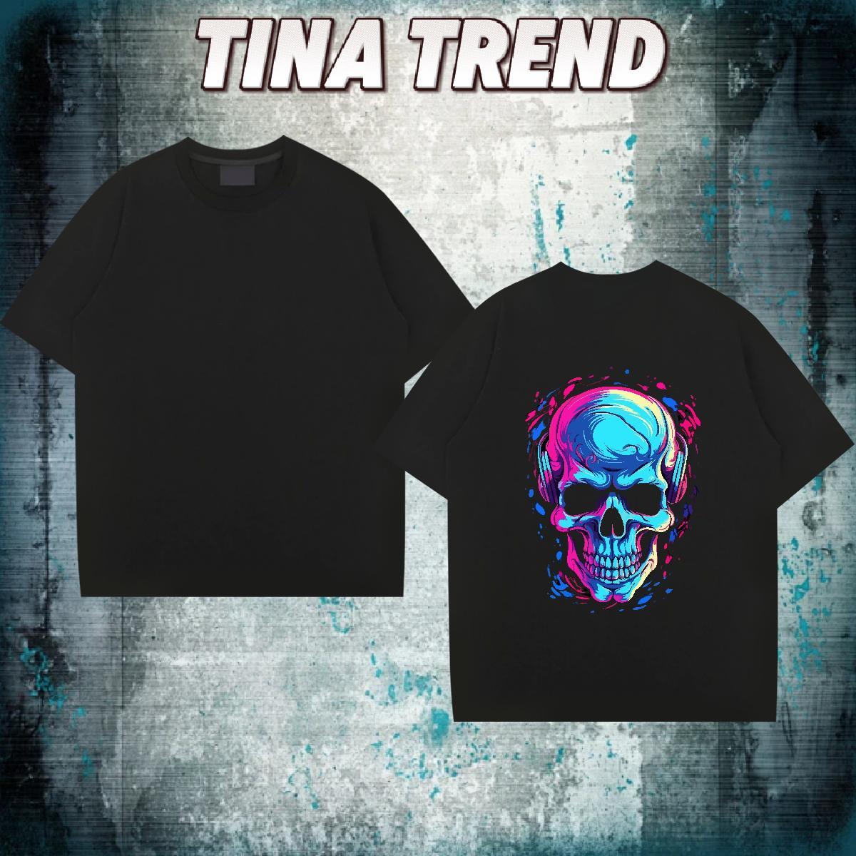Wholesale T shirt 230g Cotton skull Summer Casual Black Oversized Crew Neck Mens Tshirts New Polos
