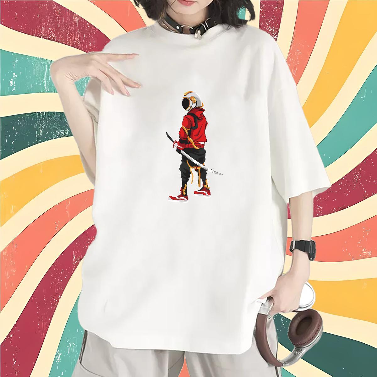Loose Tshirt for Man Woman 230g Cotton cosmonaut Daily Outfit T-Shirts Short Sleeve O-Neck Custom Print Plus Size Tops Shirt