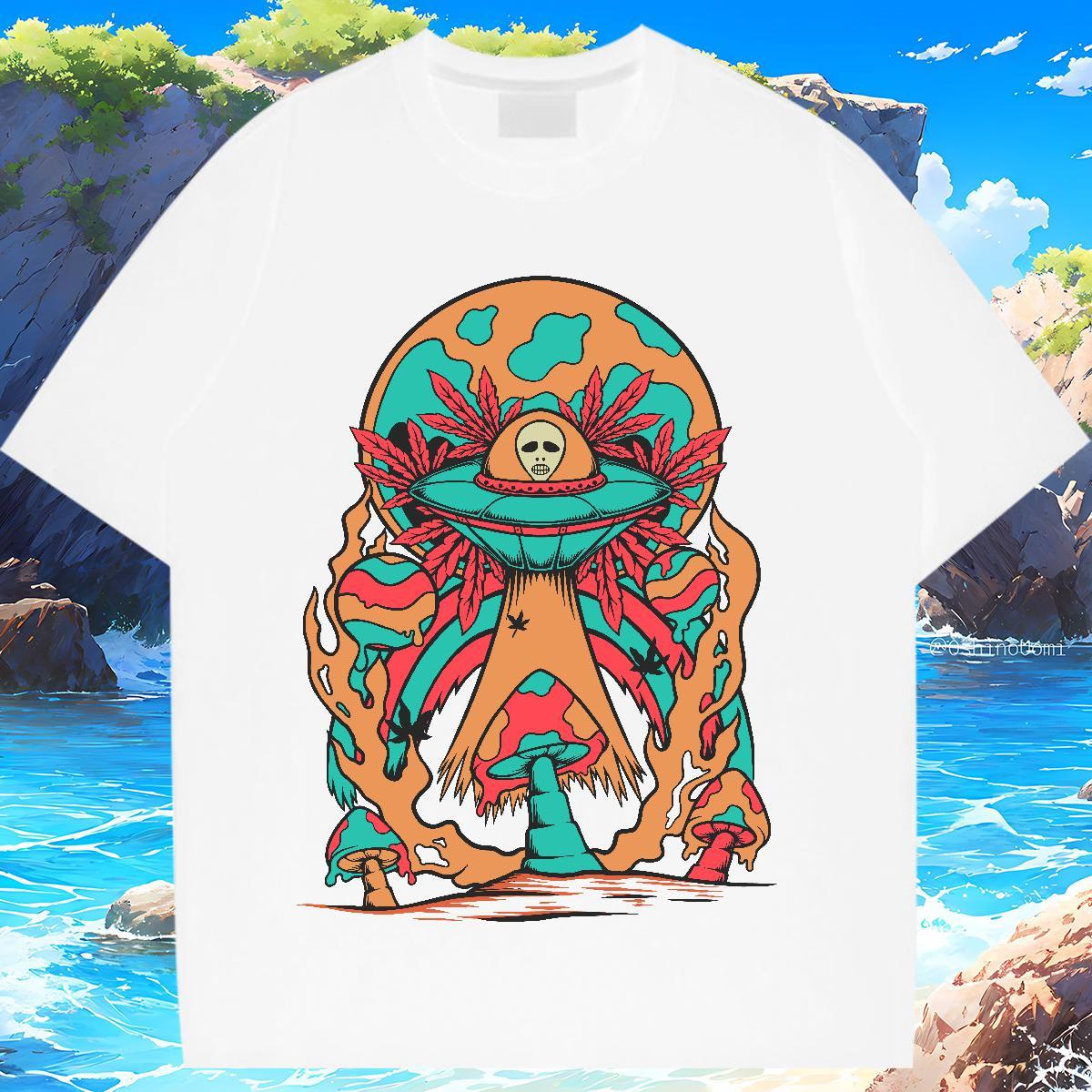 2024 DIY Womens T Shirts Breathable Soft 230g 100% Cotton Couples T Shirts Custom Cartoon ET Street Wear Brand Tee Shirt