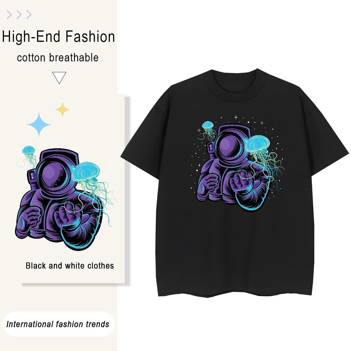 Soft Tshirt for Man Woman 230g 100% Cotton universe Beach T-Shirts Crew Neck Black Oversized Top Shirts