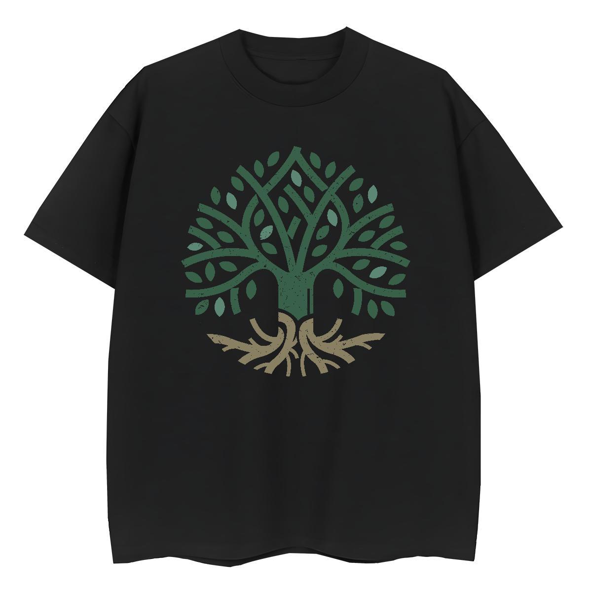 TOP Quality T Shirts Women Comfortable 230g Cotton Women Tees DIY Printed tree Sports Street Wear Loose Tee Shirt