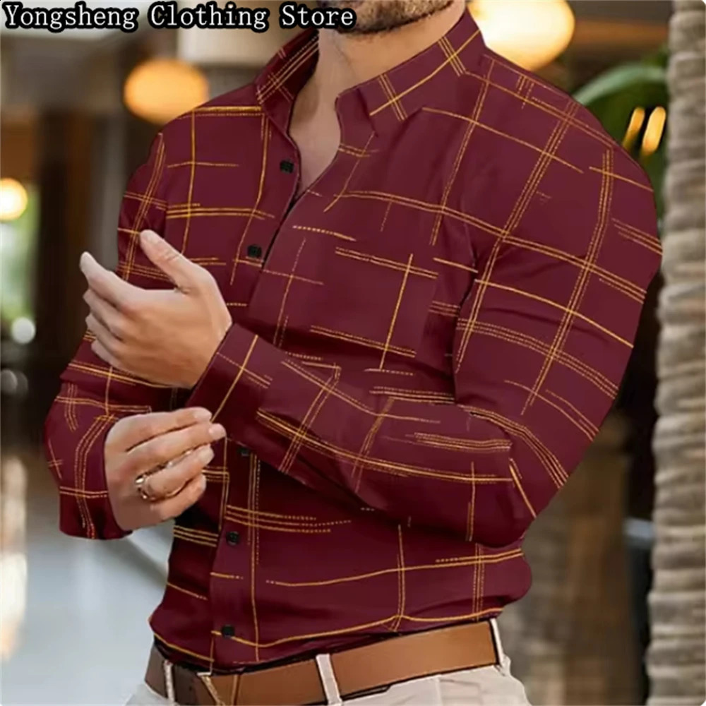 Mens long-sleeved ice silk printed shirt business splicing pattern fashion business casual clothing 240822