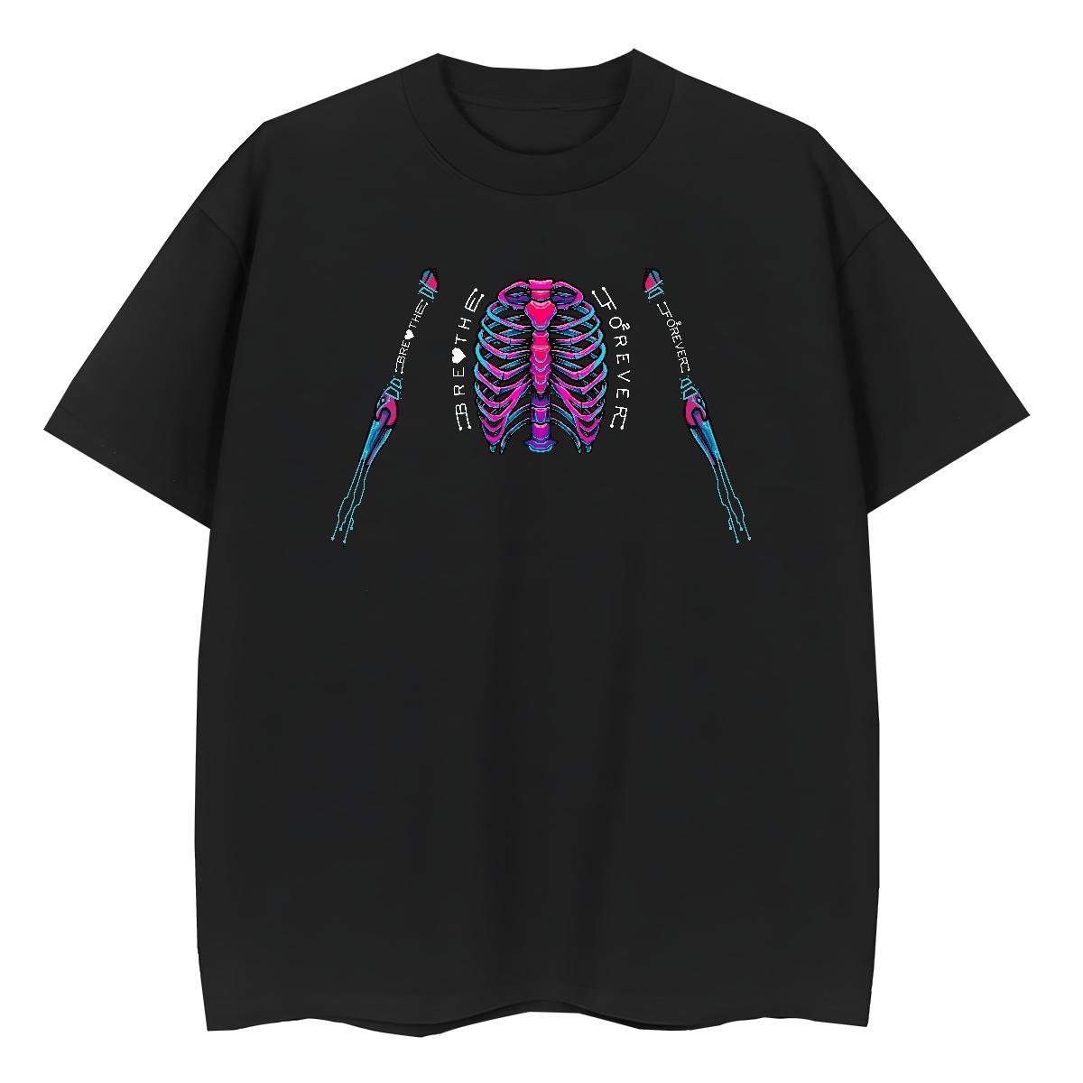 DIY T Shirt For Woman 100% Cotton 230g Crew Neck Daily Wear skull Couples T Shirts Wholesale Black Oversized Clothes Shirt