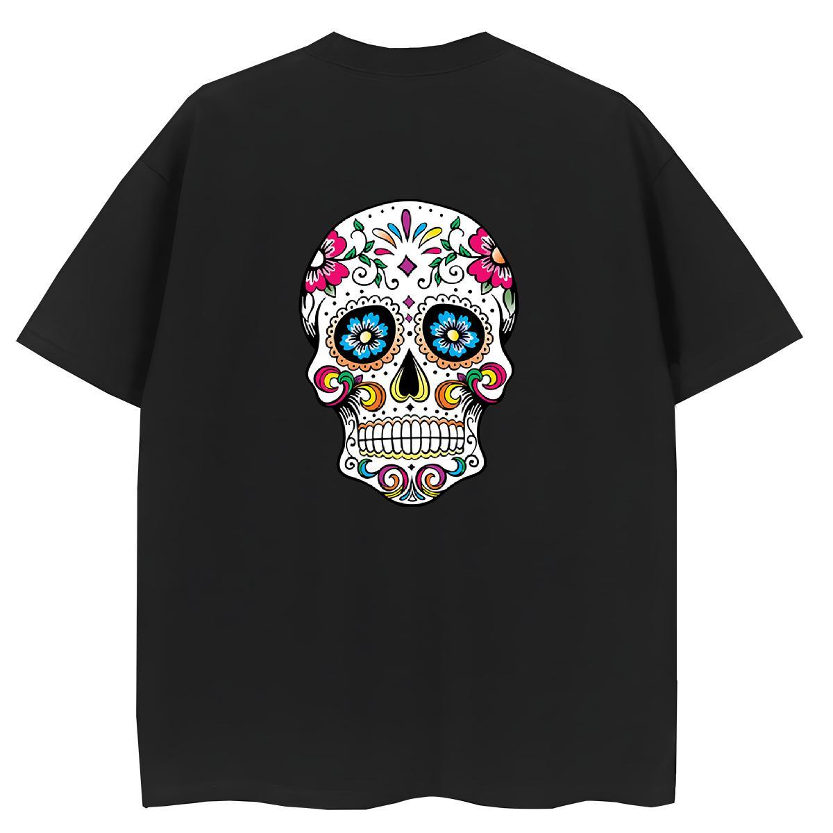 Fashion T Shirt For Woman 230g Pure Cotton Crew Neck Breathable Sport skull Unisex Tshirts Brand Graphic Tee Shirt