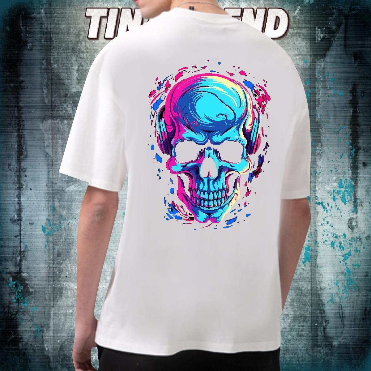 Wholesale T shirt 230g Cotton skull Summer Casual Black Oversized Crew Neck Mens Tshirts New Polos