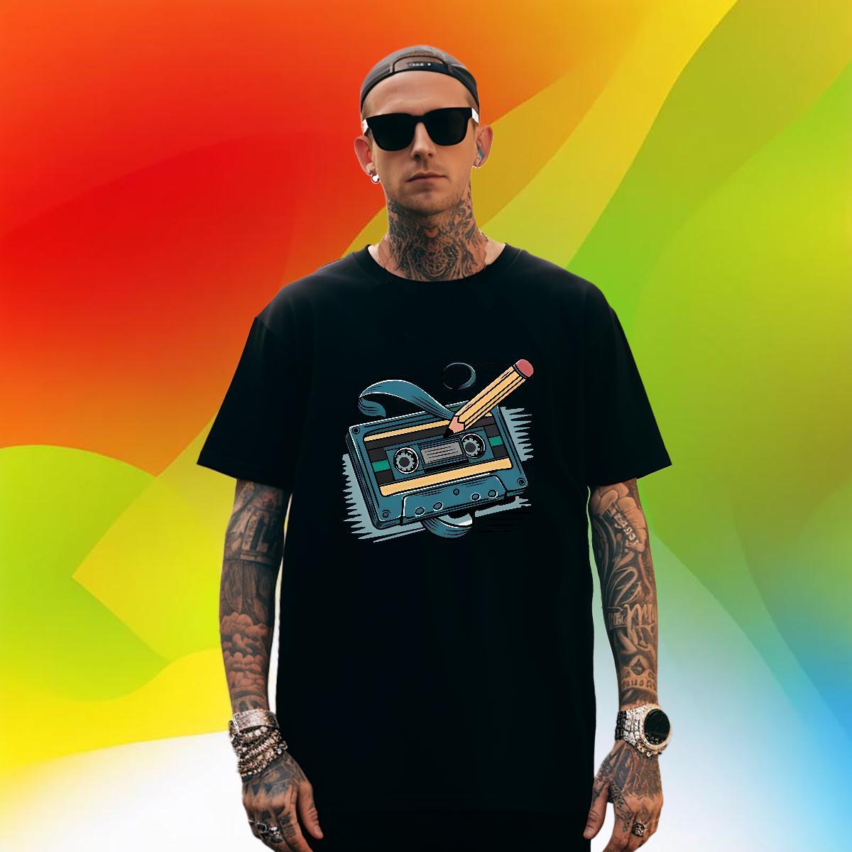 Free Shipping radio T-Shirts for Men Street Tshirts 230g 100% Cotton Fashion Designer Breathable Short Sleeve Custom Cartoon Clothings