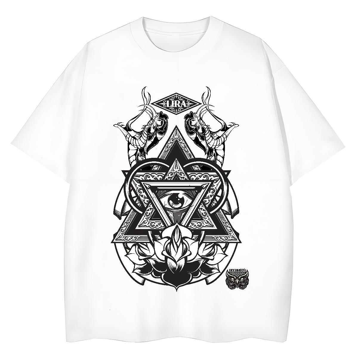 Fashion T-Shirts for Women 230g 100% Cotton Breathable Soft Spring Summer eye of the devil Lady T shirt Nice Skull Tee Shirt