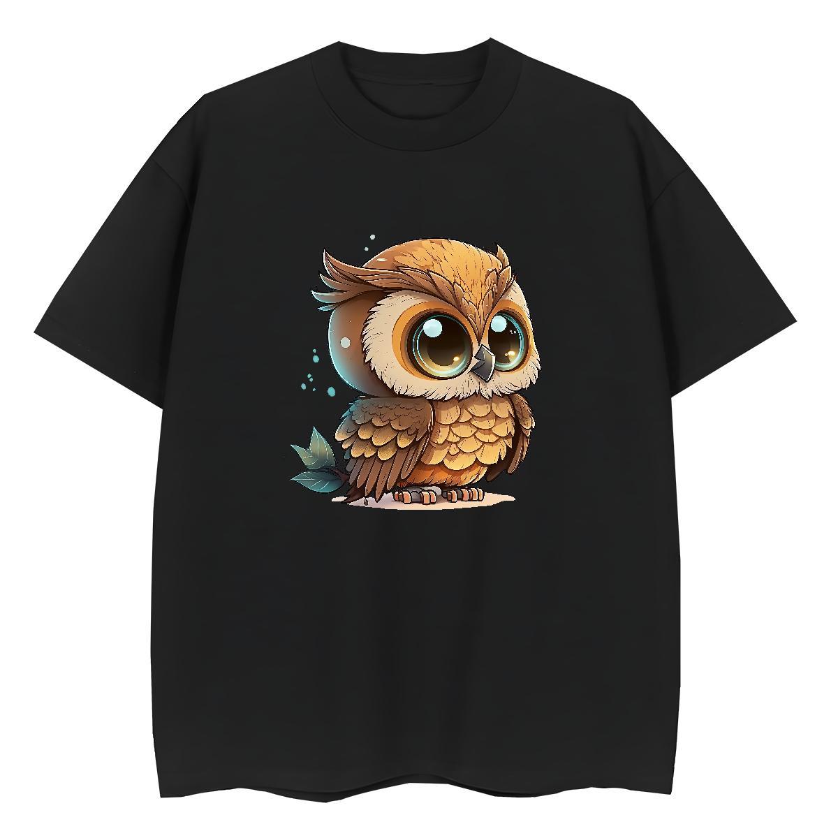 Custom Women T Shirts Short Sleeve O-Neck 230g Cotton Women Tees Custom Print Plus Size Owl Street Wear Loose fit Polos