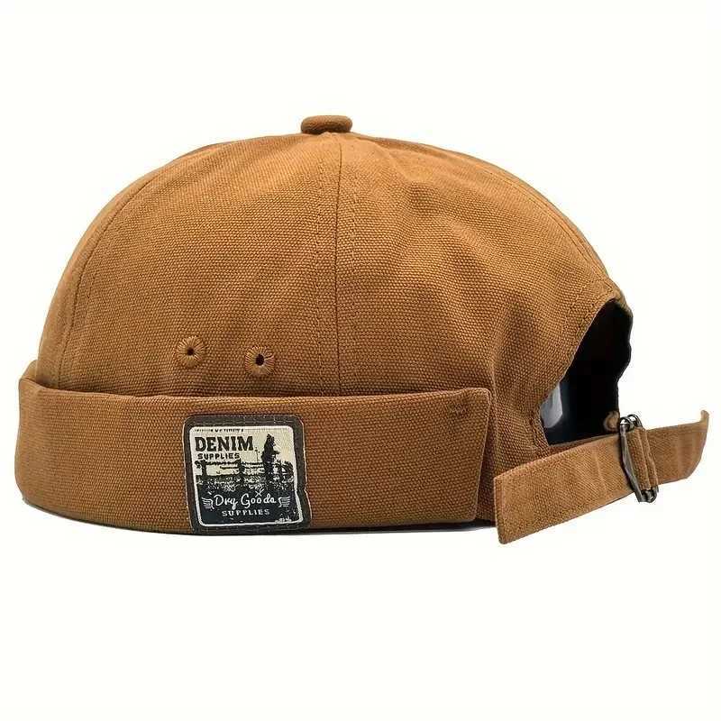 Round top melon hat mens fashionable retro brushless hat hip-hop landlord hat unisex Skulls Beanie solid color Docker hat W240821