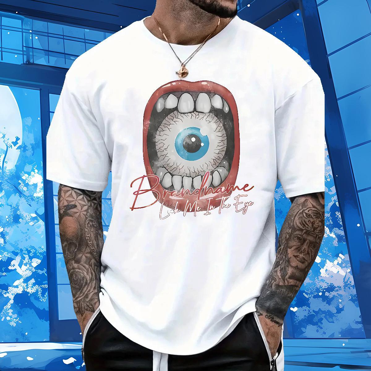 Popular eyeball T Shirts Men Home Outdoor Men Clothes T-Shirt 100% Cotton 230g 2024 Summer Breathable Black Oversized Tops