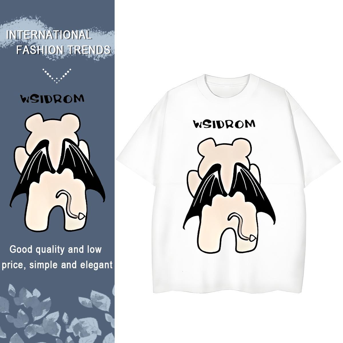 New T-Shirts Comfortable 230g Pure Cotton Lady T shirt Black Oversized bear Casual Sport Loose Tops Tees