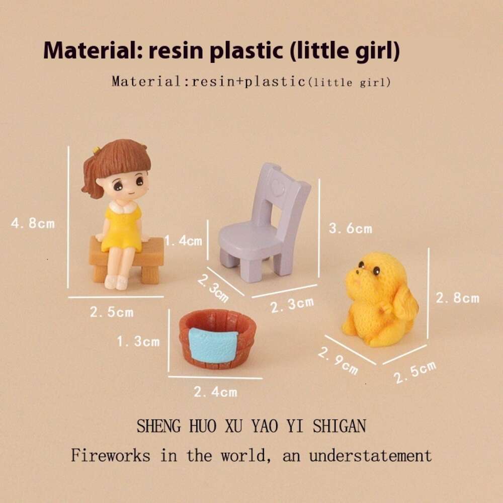 Cartoon Creative Mini Cute Dog Little Girl Foot Soaking Micro Landscape Scene Home Decoration Desktop Ornament