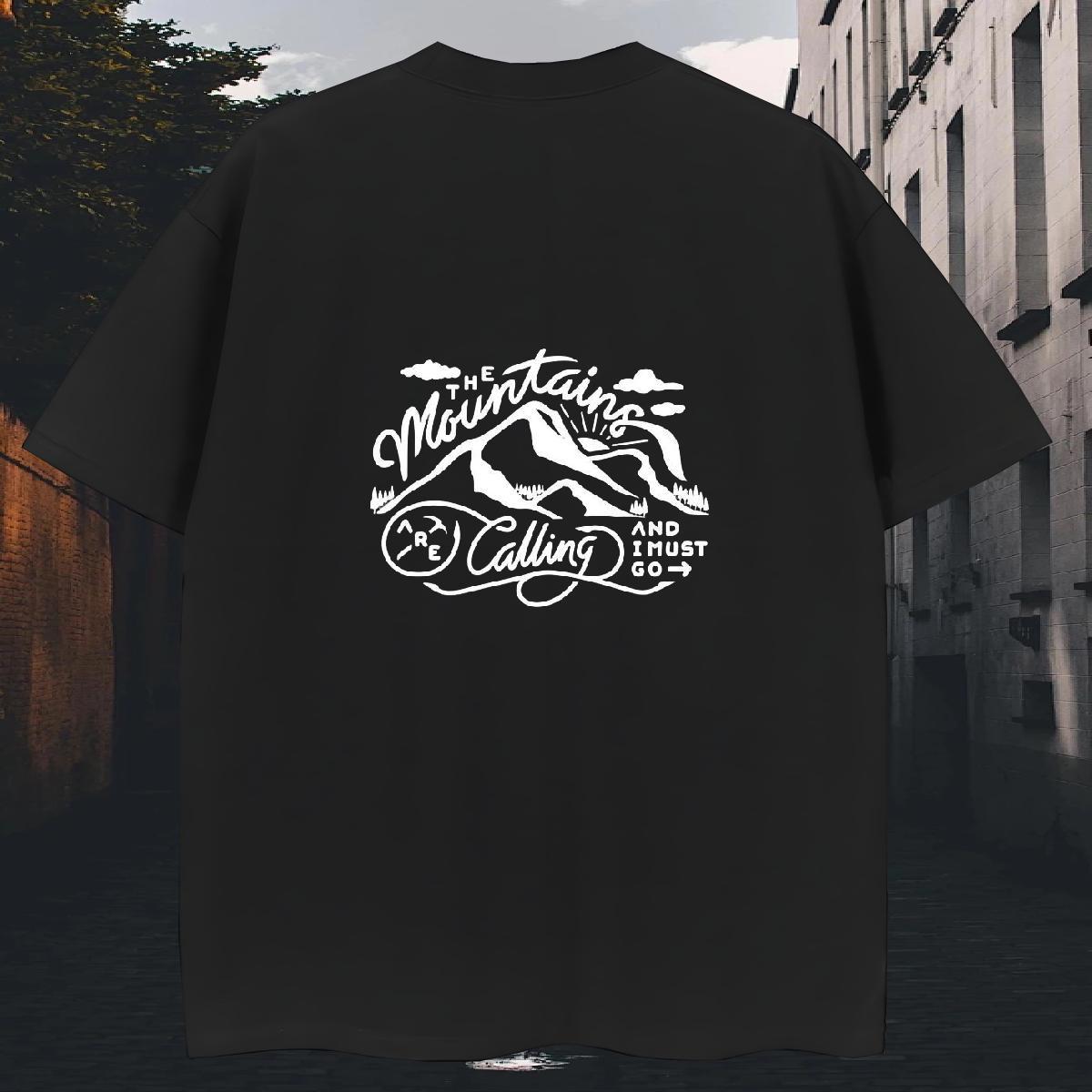 Popular Men Clothes T-Shirt Anime Printing Street 230g 100% Cotton Oversized 3XL 4XL Breathable Crew Neck mountains T-Shirts for Men Customized Tees S
