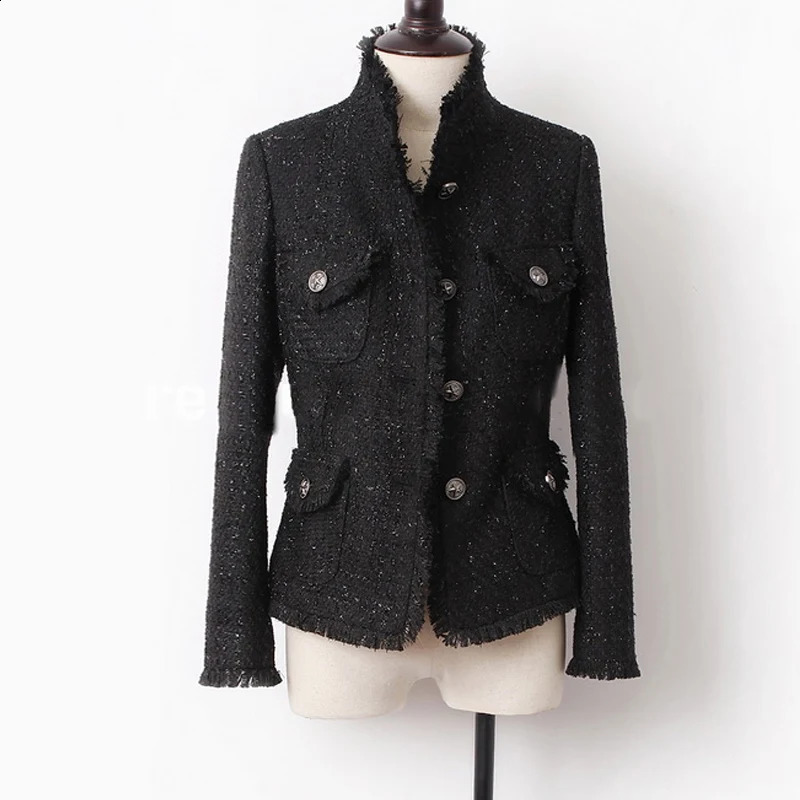 Black tweed women jacket spring / autumn / winterwomens jacket coat classic coat classic jacket Ladies