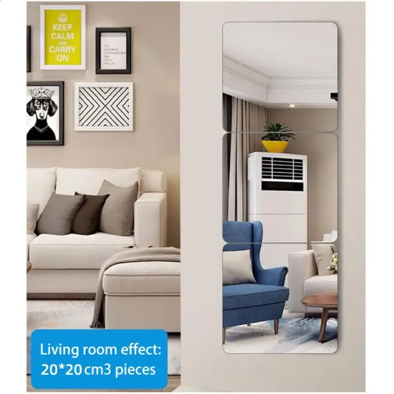 1-5pcs 3D Square Mirror Wall Stickers Self-adhesive DIY Square Mirrors Stickers Thicken Flexible Art Acrylic Home Room Decor 240822
