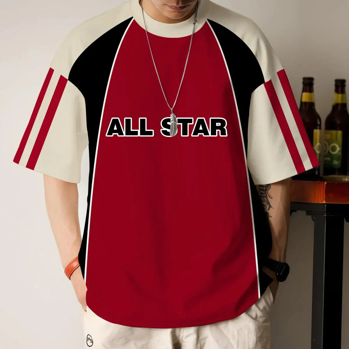 Large mens Tshirt Korean digital jersey short sleeved shirt 3D printed Oneck loose hiphop streetwear 240822