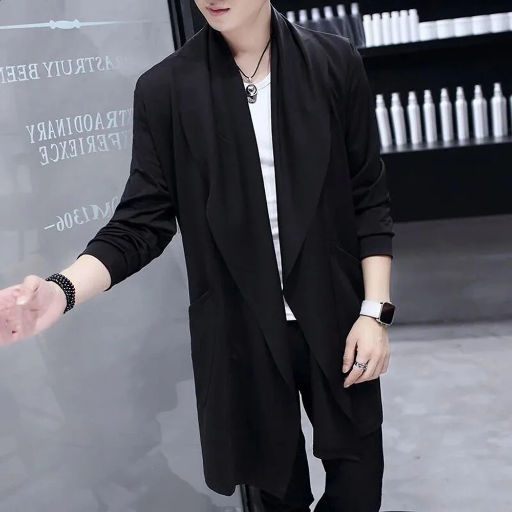 Men Casual Long Windbreaker Hooded Cape Autumn Genderless Fashion Punk Hip Hop Cardigan Street Cloak Trench Coat Unisex 240822
