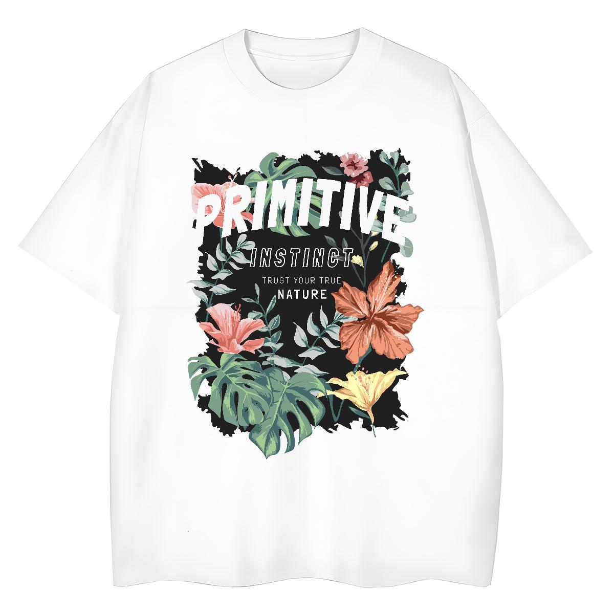 Fashion Casual T shirt Breathable Short Sleeve 230g Cotton Tshirt for Man Woman Oversized L-4XL flower Casual Sport Female Tee Shirt