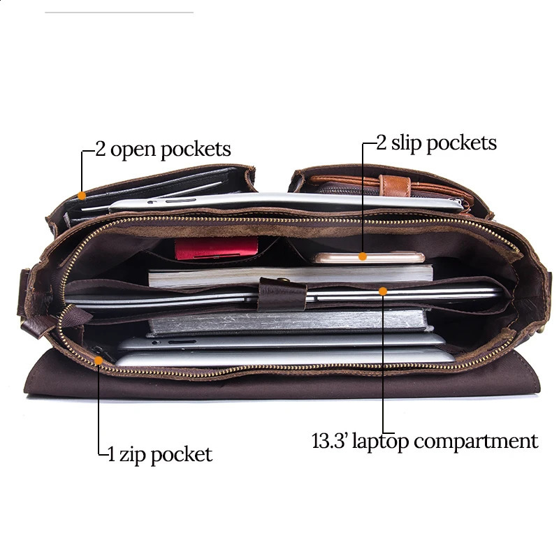 CONTACTS Mens Briefcase Genuine Leather Business Handbag Laptop Casual Large Shoulder Bag Vintage Messenger Bags y Bolsas 240821 32bd