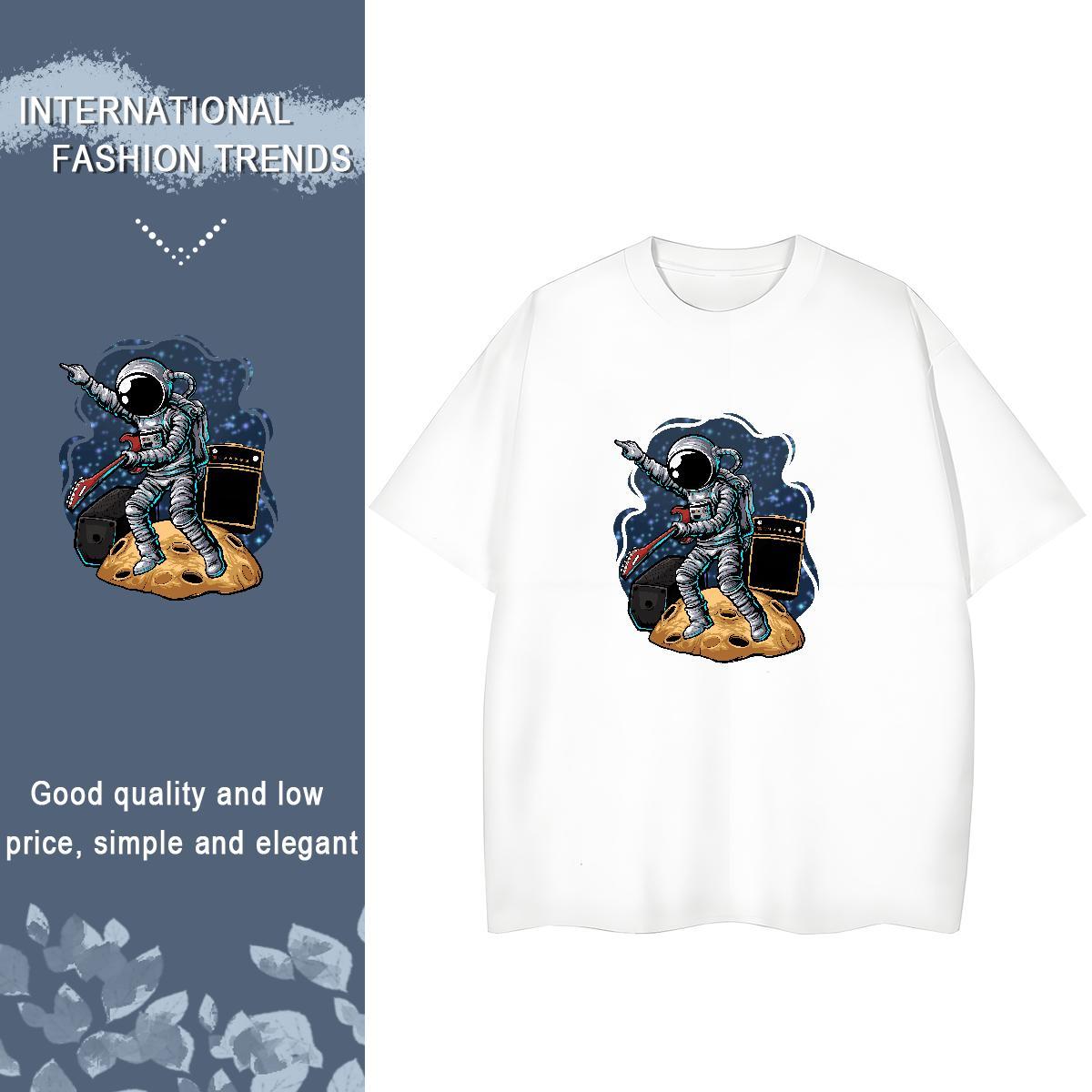 Loose fit Lady T shirt 230g Cotton cosmonaut Sports Street Wear T Shirts Women Short sleeve Soft Custom Printing Tshirts