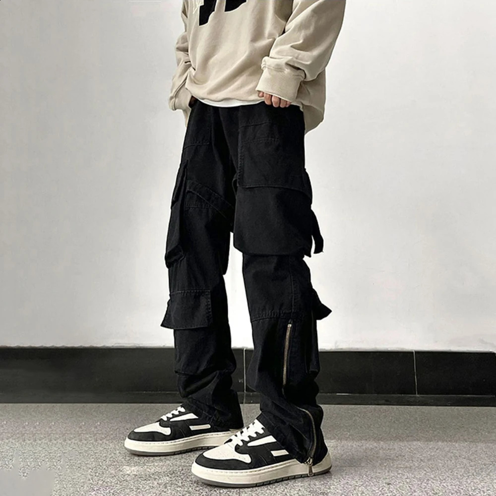 Mens Fashion Cargo Pants Hip Hop Street Retro Japanese Style Multi Pocket Casual SpringSummer Collection 240821