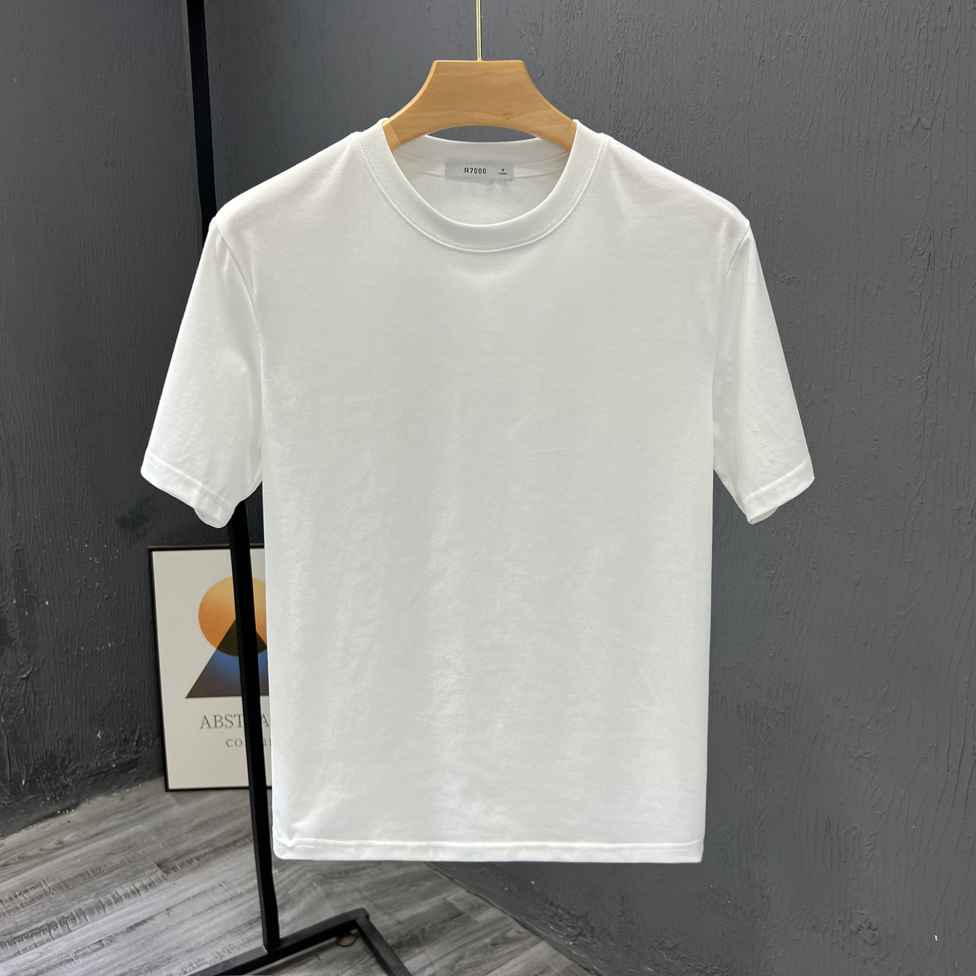 New Short Sleeved T-shirt Mens Round Neck Short Sleeved Mens Summer Trendy Style t Versatile Top Interwoven T-shirt Top