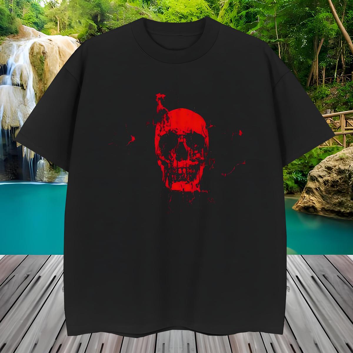 Casual New Men Clothes T-Shirt 230g Pure Cotton Spring Summer blood O Neck Short Sleeves Mens T Shirts Loose Fit Floral Print Tees Shirts