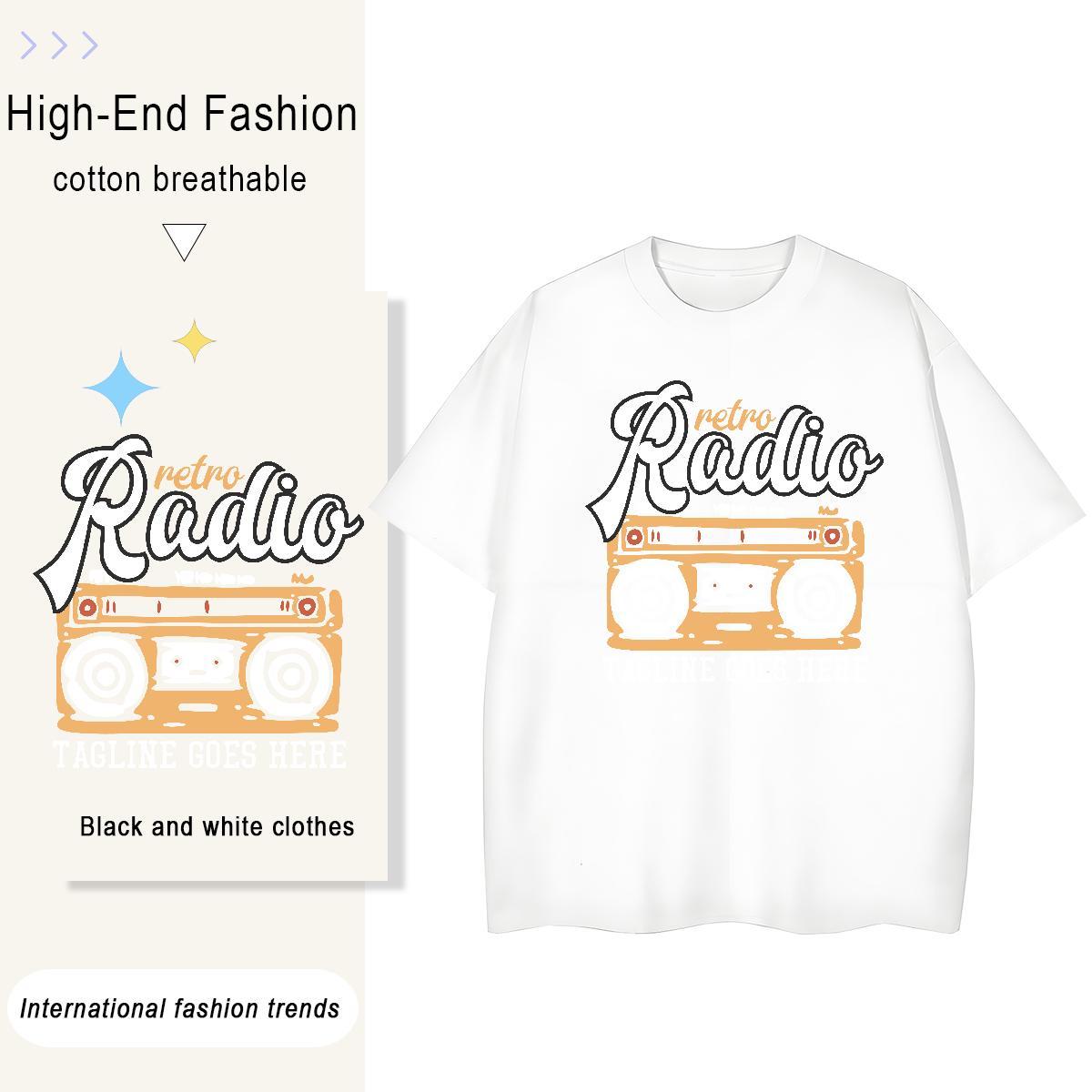 Lady Couples T Shirts 230g Cotton radio Street Wear T Shirt For Woman Breathable Short Sleeve Skull Clothes Shirt