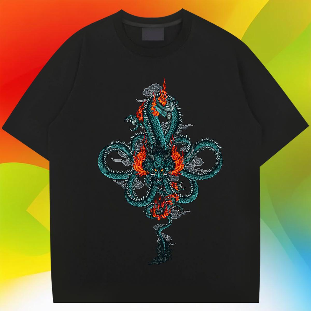 TOP Quality dragon T-Shirts Street Casual Mens Tshirts 100% Cotton 230g Fashion Designer O Neck Short Sleeves Custom Big Size Clothings