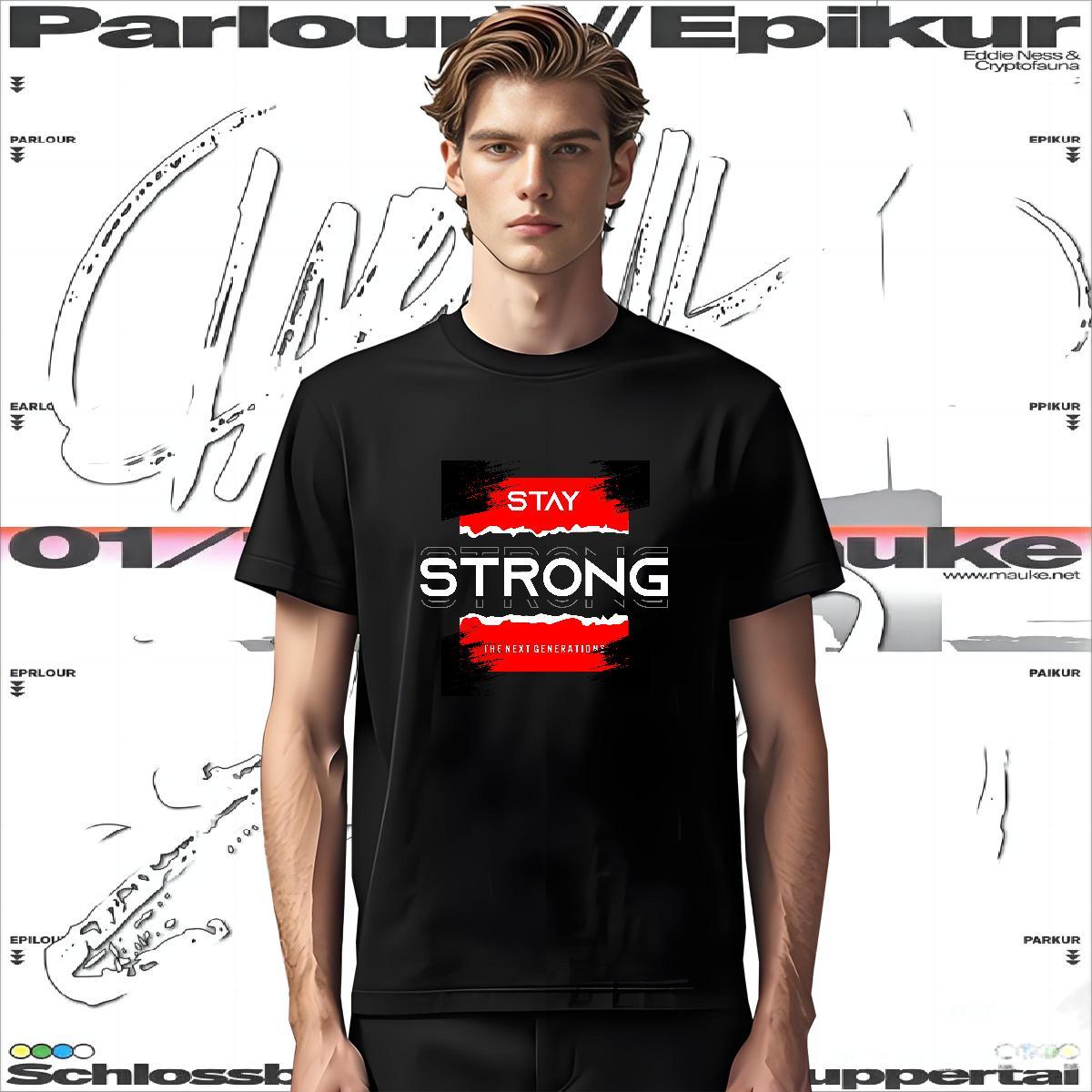 Classic stay strong T-Shirts for Men Street wear Hip Hop Men Tops Tees 230g Pure Cotton 2024 Summer Breathable Short Sleeve Plus Size Cartoon Clothes