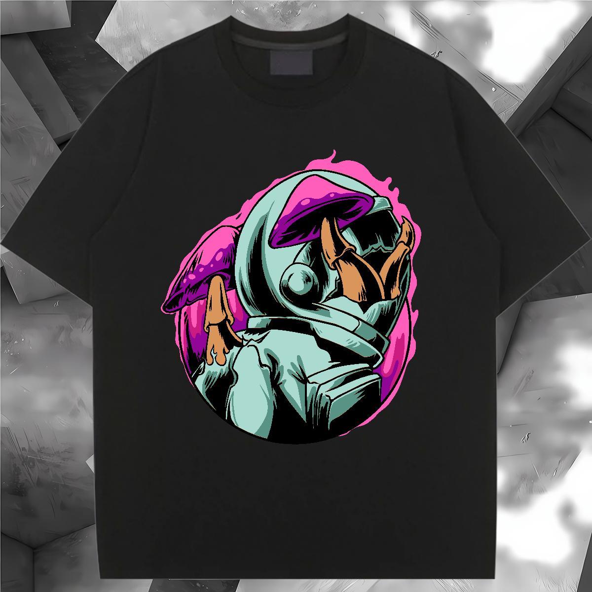 Soft Womens Tshirts 100% Cotton 230g spaceman Sport Women T Shirts Round Neck Short Sleeve DIY Anime Clothes Shirt