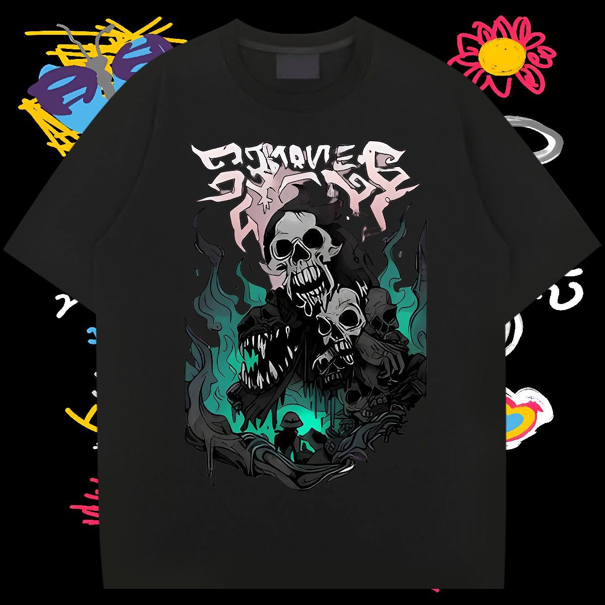 Cool Design Mens T Shirts 230g Cotton skull Sport White Plus Size Breathable Men Tshirts New Arrival Polos
