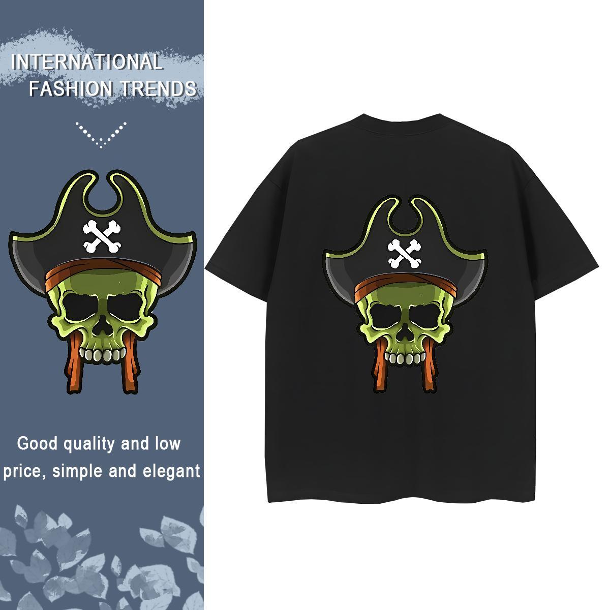 Casual New T shirt 230g Cotton O-Neck Short Sleeve Daily Wear skull Womens Tshirts High quality DIY Printed Clothes