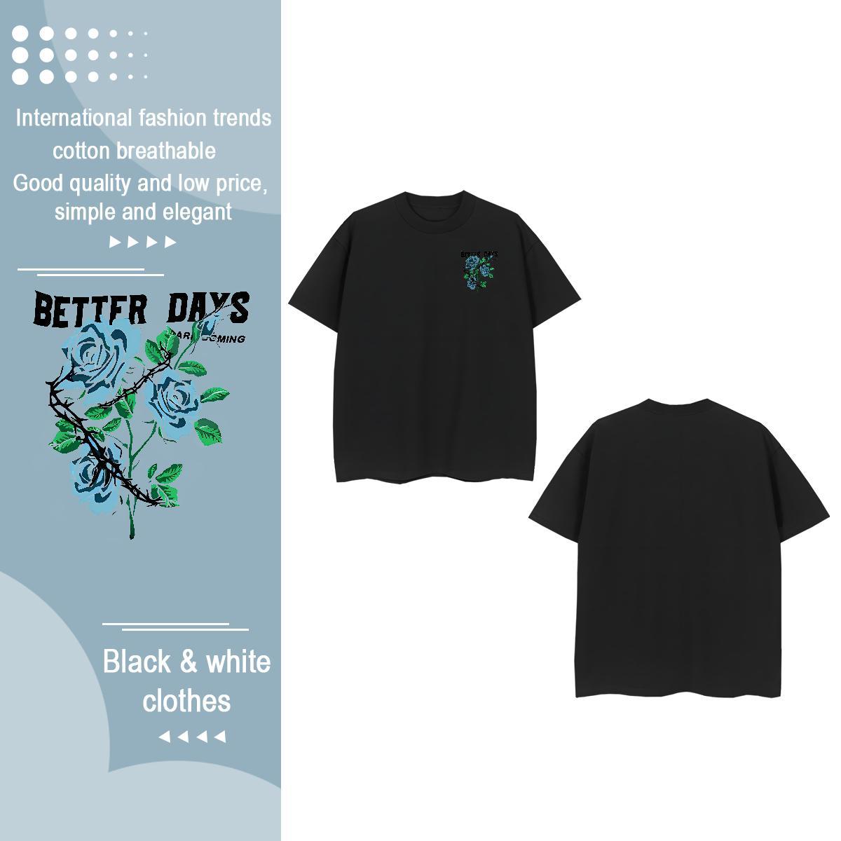 Soft Tshirts Hip Hop Street 230g Pure Cotton Custom Printing Breathable Short Sleeve flower T-Shirts Stylist Top Tees