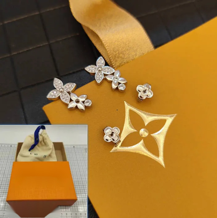 earrings Luxury Gold-plated Silver Plated Earrings Luxury Brand Designer with Clover Style Design Romantic Love Gift High-quality Small Jewelry Earring Box C03