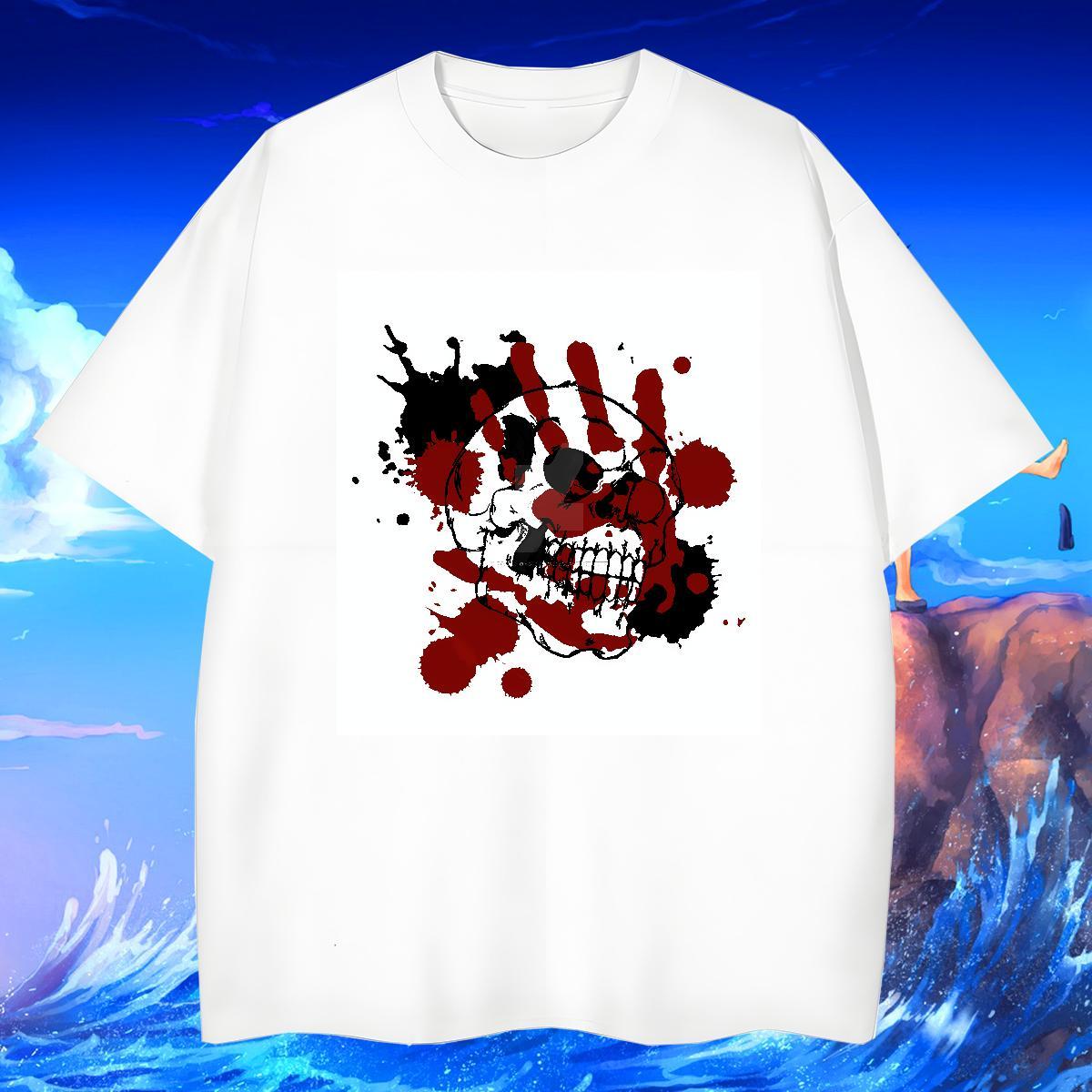 2024 Designer Beach Couples T Shirts skull Breathable 230g Pure Cotton T-Shirts Brand Floral Print Polos