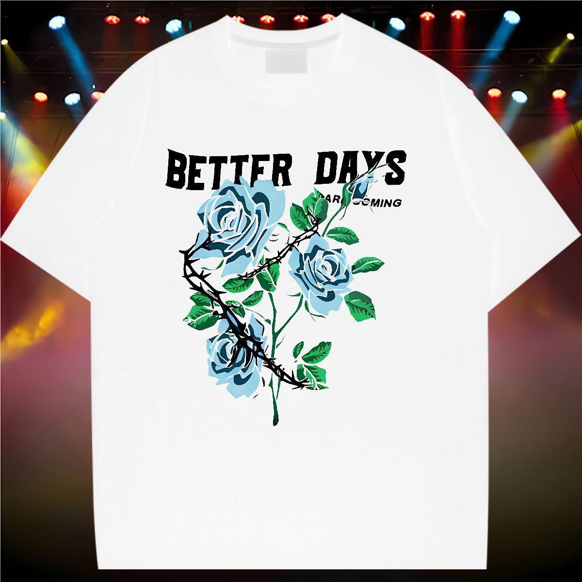 New T-Shirts Breathable Crew Neck 230g Cotton Tshirt for Man Woman Custom Print Plus Size flower Casual Sport Comfortable Top Shirts