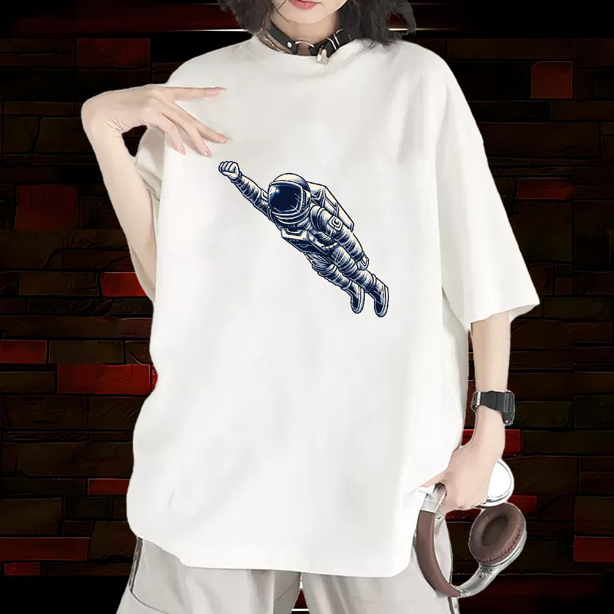 Comfortable Tshirt for Man Woman 230g 100% Cotton cosmonaut Street T Shirts Women Breathable Short Sleeve Oversized Tee Shirt