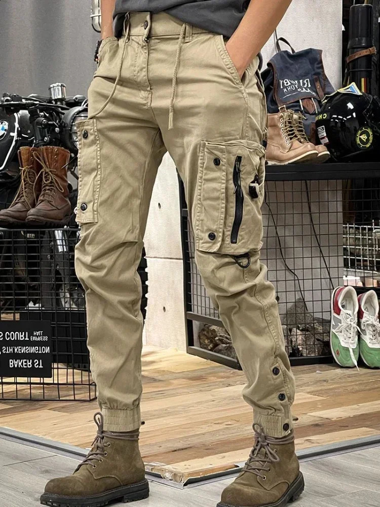 Mens cargo pants with multiple pockets mens Trousers bicycles motorcycles ultrathin hiking Emo spandex loose fitting formal wear 240821