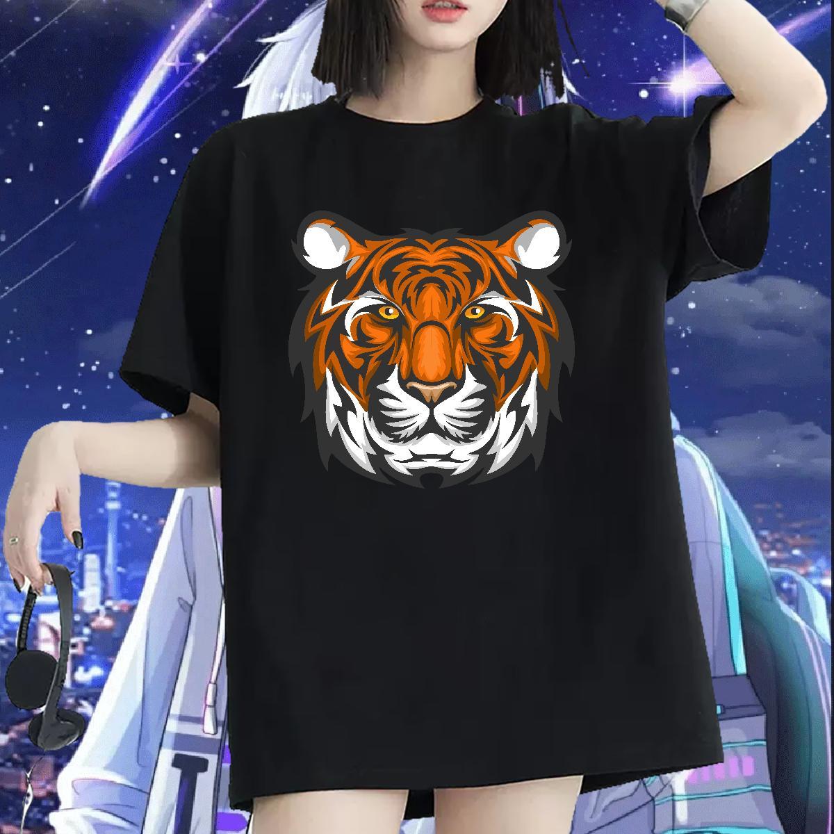 Fashion Casual Womens T Shirts Crew Neck 230g Pure Cotton Woman Tshirt Customized tiger Street Casual Designer Nice Polos