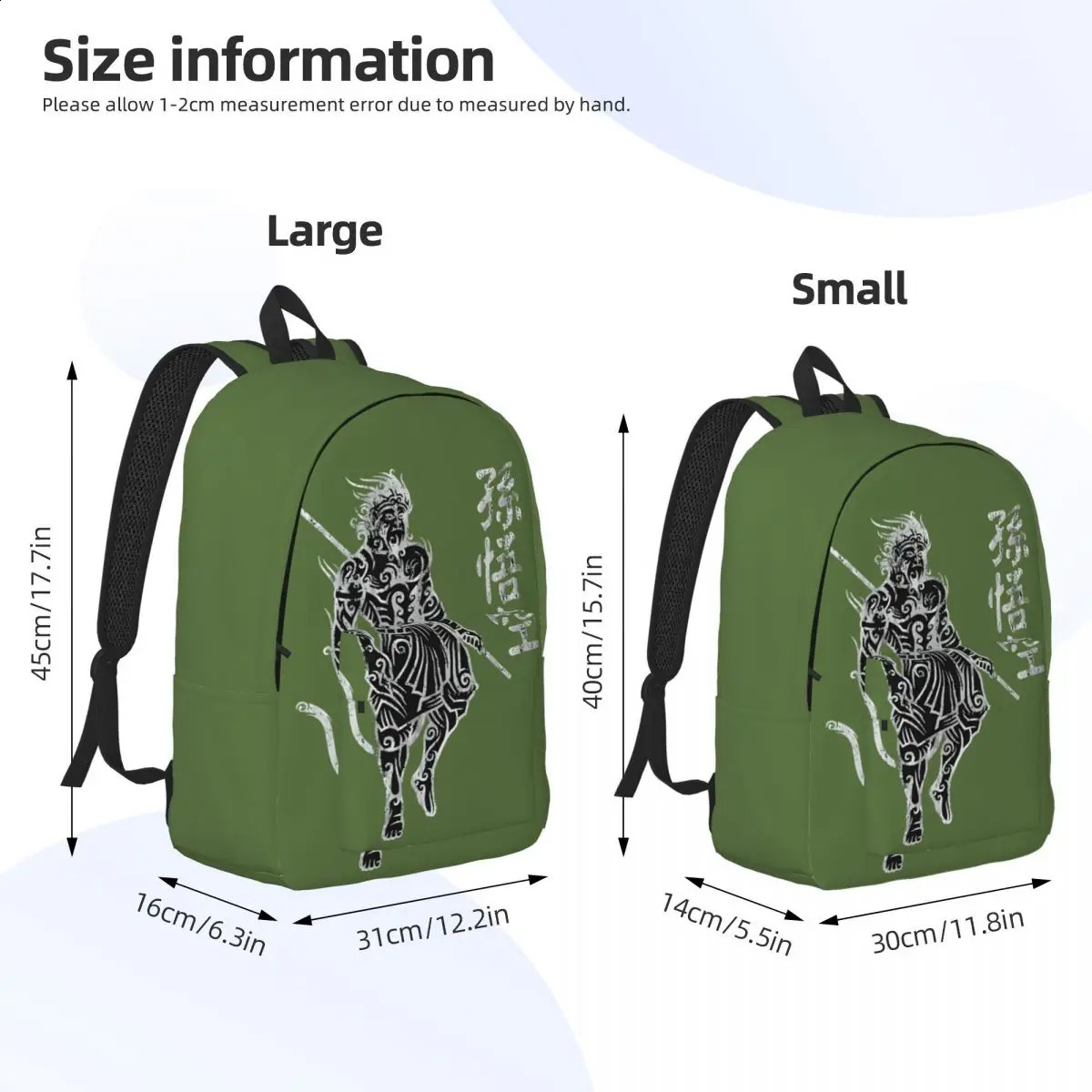 Kawaii Terrific Daypack Outdoor Zipper Closed Black Mythical Unisex Backpack 240822