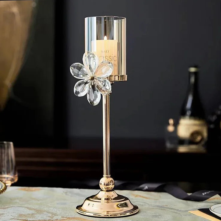European y Crystal Petal Glass Candlestick Romantic Candlelight Dinner Home Decor Table Decor Home Decor 240821