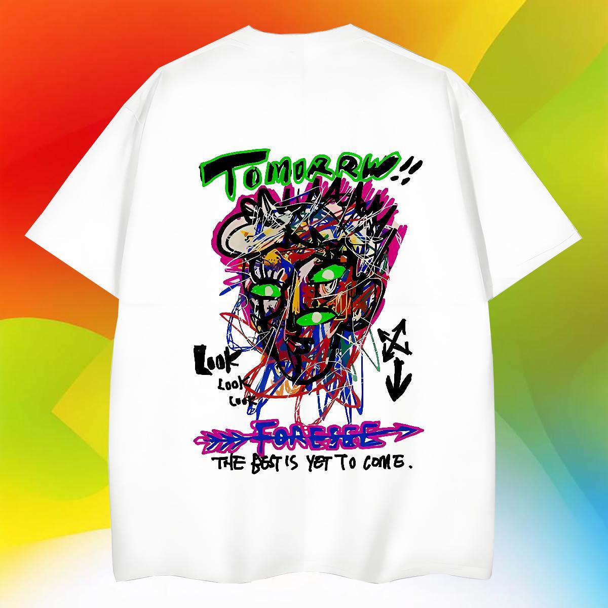 2024 Designer Men Tshirts 230g Cotton Daily Wear tomorrw Round Neck Short Sleeve T shirt Cool Design Customized Print Tees