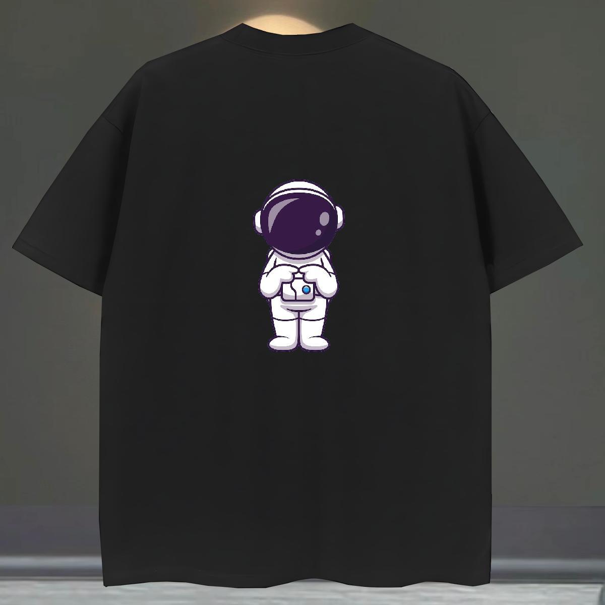 High Quality Couples T Shirts Hip Hop 230g Pure Cotton Custom Print Oversized Crew Neck spaceman Mens T Shirts Brand Polos