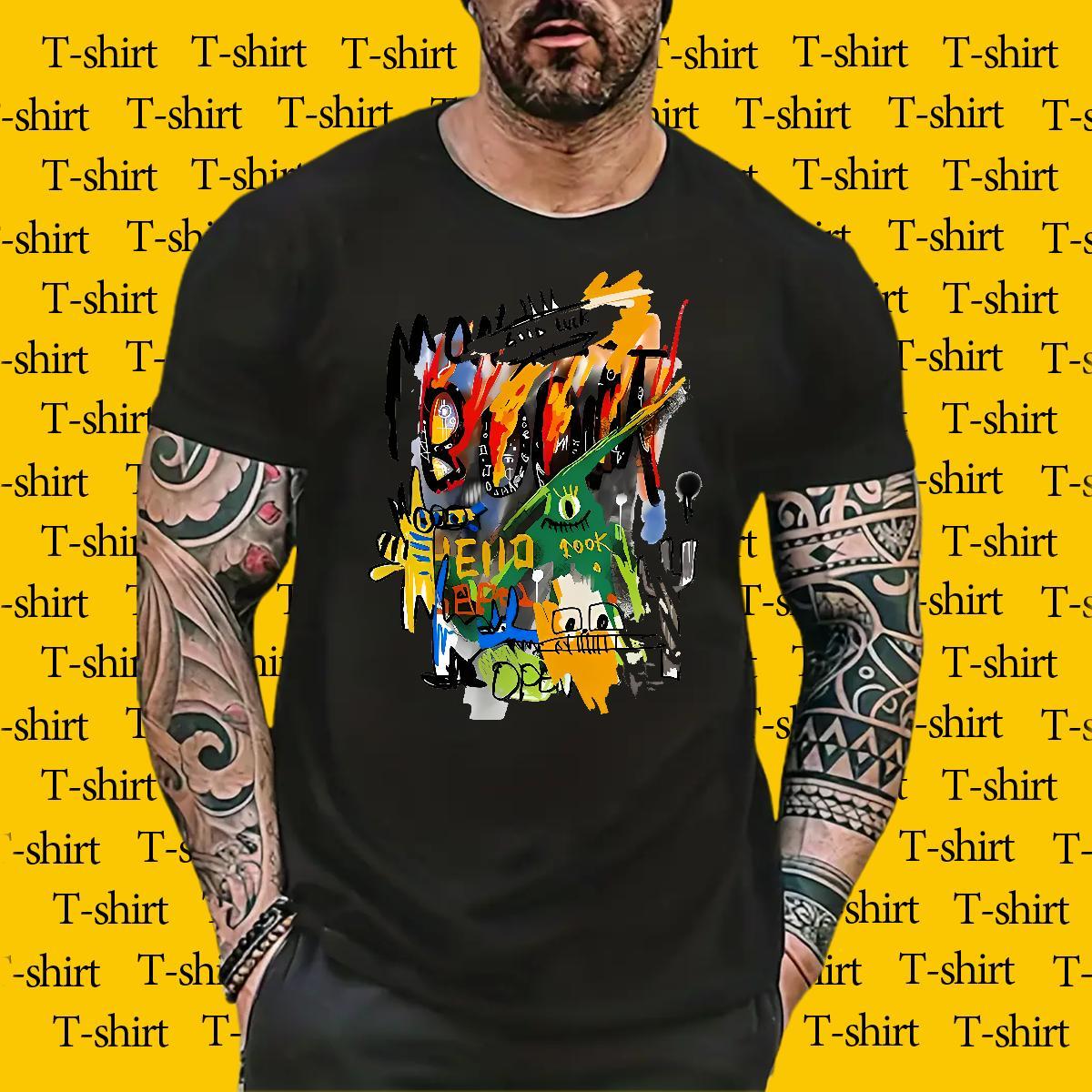 Free Shipping Tshirt for Man Woman 230g Cotton Beach graffiti Crew Neck Man T Shirts TOP Quality Graphic Tees Shirts