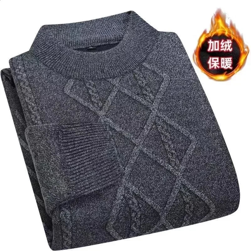 Mens Autumn Winter Warm Sweater Solid Pullovers Male Thick Jumpers Knitwear Round Neck Casual Clothing Knitted Sweater Men 240821
